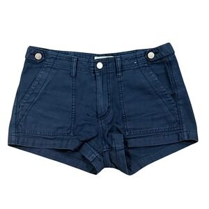 Y2K Abercrombie & Fitch Navy Blue Utility Cargo Shorts Womens 26 Low Rise Twill